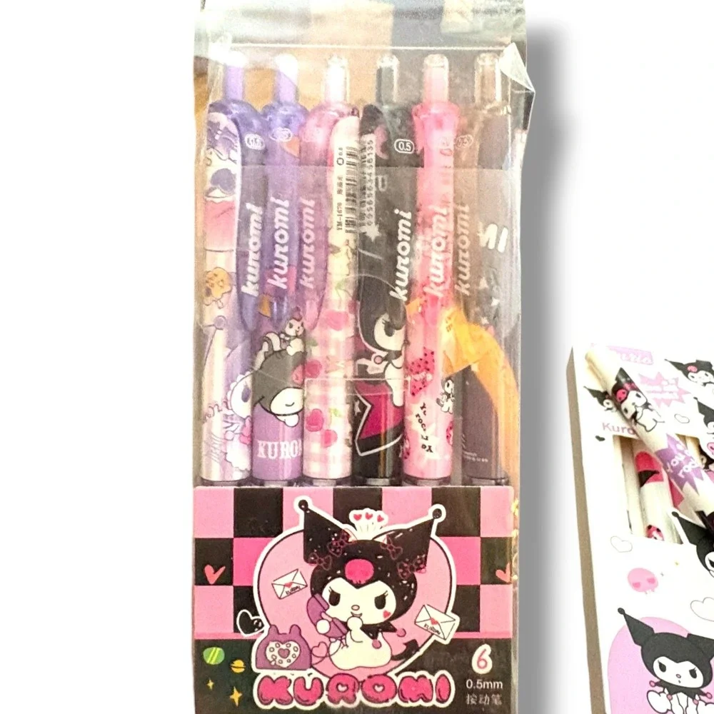 Sanrio Kuromi Retractable Gel Pen Set 12pc 0.5mm Black Ink Purple Pink CC-172303